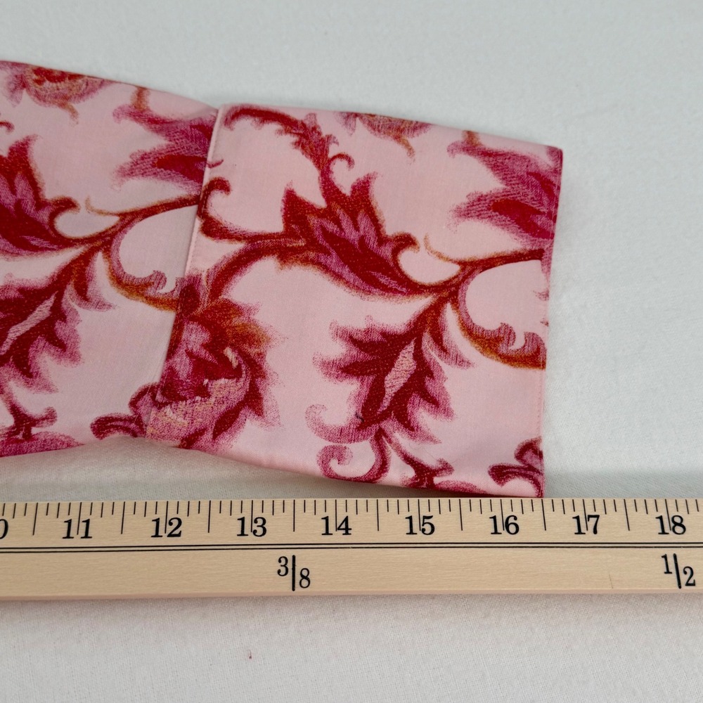 NWOT Chico's 4 Stretch Cotton Floral Button Shirt Pink Red 3/4 Sleeve Boho US 20 - Picture 8 of 16